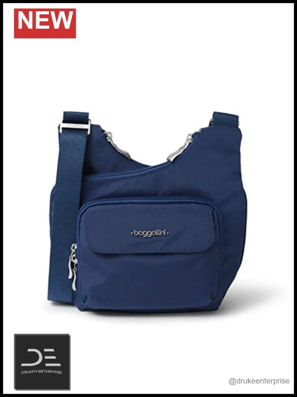 Lightweight Nylon Crossbody Bag with Wallet Organization, Adjustable Strap - Picture 3 of 6